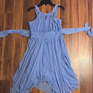 Blue Sleeveless Dress with Embellished Straps